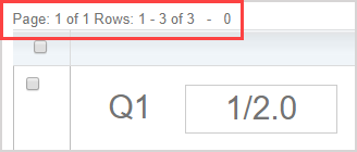 Row count is displayed before the Question pane in the Activity Results pane (Example: "Page:1 of 1 Rows: 1-3 of 3").